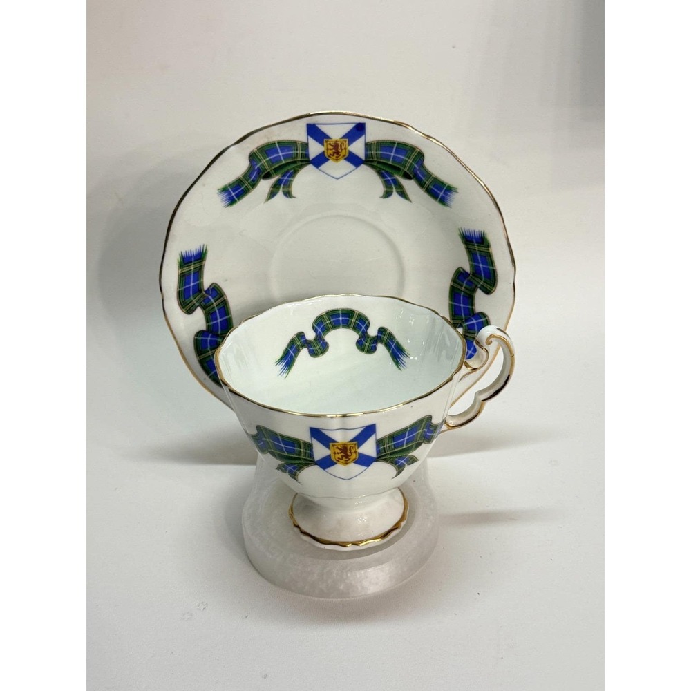 Adderley England Nova Scotia Tartan Footed Tea Cup And Saucer